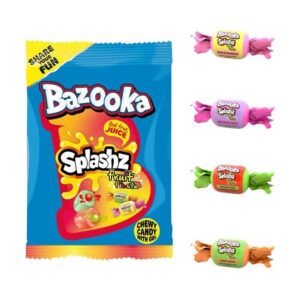 Bazooka UK Splashz Fruit Fiesta Jelly Filled Chewy Candy 120g 12ct